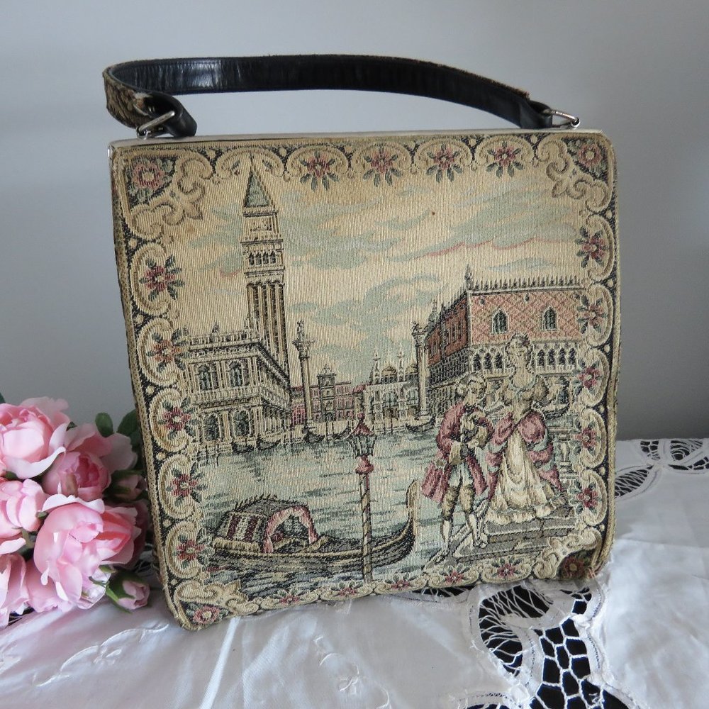 1950s La Marquise Italian Tapestry Purse